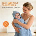 MIGIOL Muslin Baby Towels 100% Cotton ，Super Soft Muslin Baby Bath Towel - 32 x 32 Inches, Suitable for Newborn and Young Children up to 3 Years Old. (Light Blue & Dark Blue)