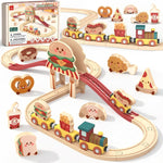 Lehoo Castle Unicorn Train Set for Toddlers 2-4, Wooden Train Track Toy for Girls