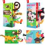 beiens baby books toys, touch and feel crinkle cloth book for infant 0-12 months, early development interactive stroller soft toys