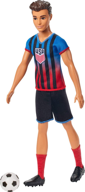 Barbie Careers USSF Soccer Fashion Ken Doll Dressed in Removable Sport-Themed Outfit & Shoes with Accessories
