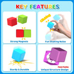 Large Magnetic Building Blocks for Toddlers, 1.65 inch Cubes in Rainbow Theme, 12 PCS, 1-3 Years Old