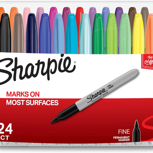 Sharpie Permanent Markers, Fine Point, Assorted Colors, 24 Count - Arts & Crafts, Office Supplies