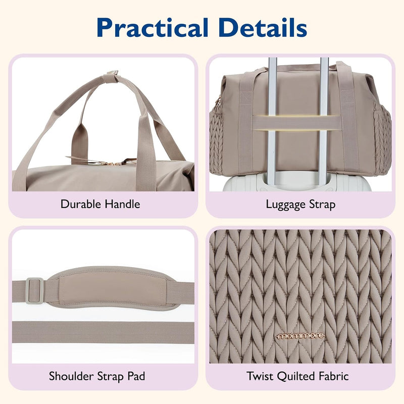 mommore Diaper Bag Tote Large Travel Baby Bag with Pacifier Case | Portable Changing Pad, Insulated Pocket & Stroller Strap, Baby Essentials Maternity Bag , Hospital Bag for Labor Delivery