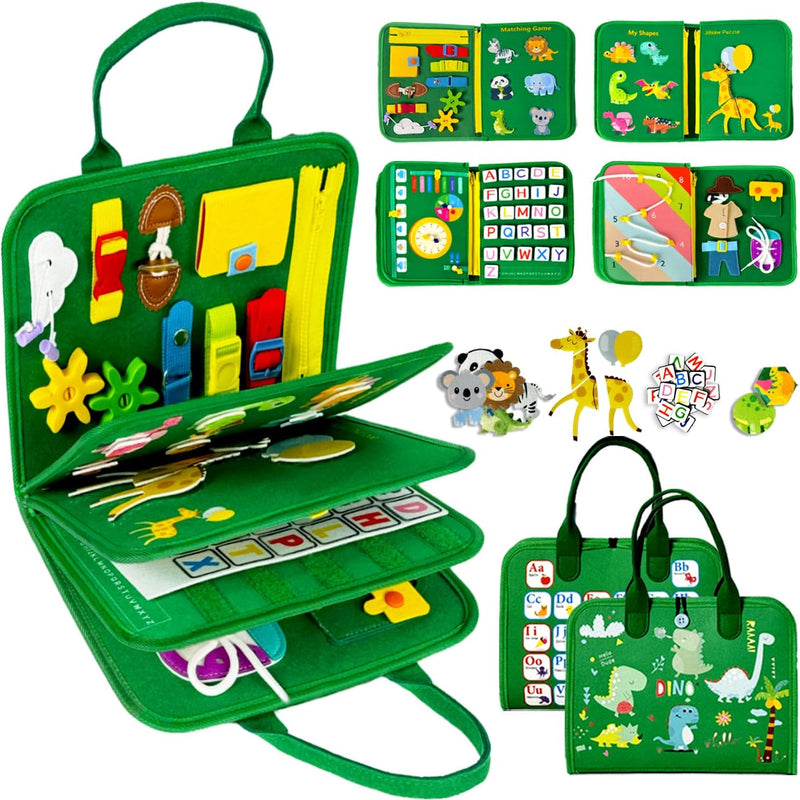 Montessori Busy Board & Busy Book for Toddlers – Sensory & Learning Toy that Keeps Kids Busy, Travel Toy for Airplane & Car, Screen for Boys & Girls (Blue/P4)