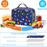 FlowFly Kids Lunch box Insulated Soft Bag Mini Cooler Back to School Thermal Meal Tote Kit for Girls, Boys, Astronaut