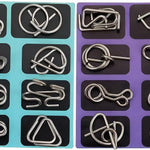 Metal Brain Teaser Puzzles, Set of 32 with Pouch, Steel IQ Games Physics Mind Metal Puzzles for Adults, Basket Stocking Stuffers for Boys Girls Adults Challenge Gifts