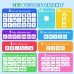JoyCat 265 Phonics Magnetic Letter Tiles- Hooked on Phonics, ABC Reading Games Set with Word-Building Folder & Storage Case, Letter Sound Alphabet Letters, Preschool Pre k Classroom Materials