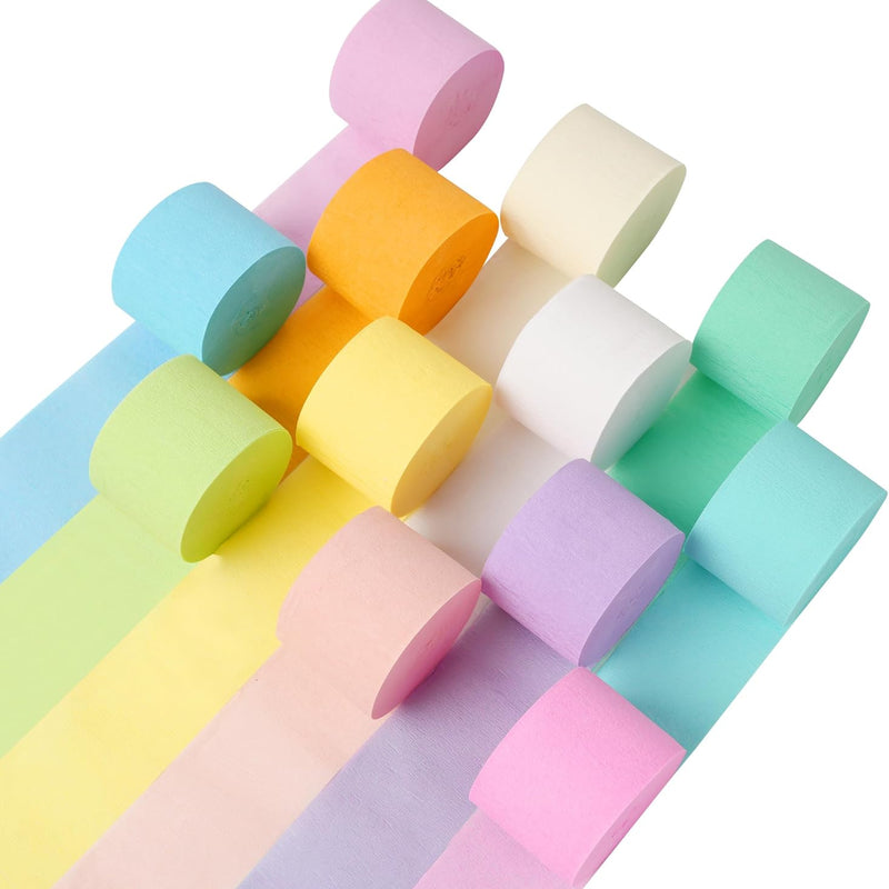 12 rolls crepe paper streamers, assorted colors, 82 feet length, birthday party supplies
