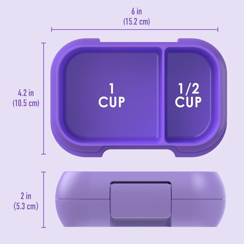 Bentgo Kids Snack - 2 Compartment Leak-Proof Bento Box Container for Snacks and Small Meals, Easy-Open Latch, Dishwasher Safe, BPA-Free for School, Daycare, & Sports - Ideal for Ages 3+ (Purple)