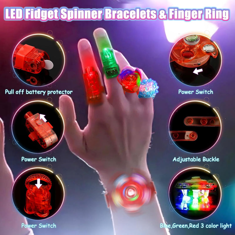 Mibote 269Pcs Led Light Up Party Favors for Kids and Adults with Glow in the Dark Accessories