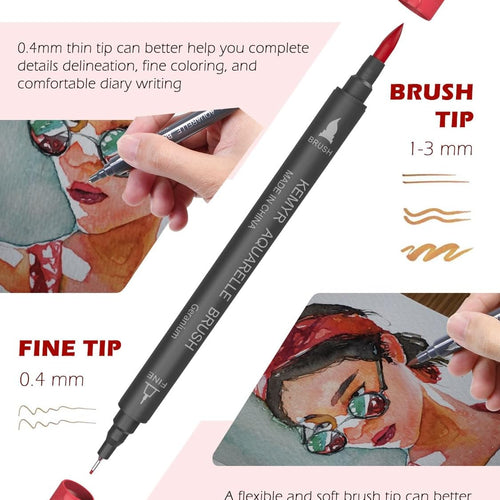 KEMYR Markers for Adult Coloring Books: 80 Color Dual Tip Fine & Brush Pens Water-Based Coloring Marker for Adults Drawing Sketching Bullet Journal Writing Lettering No bleeding
