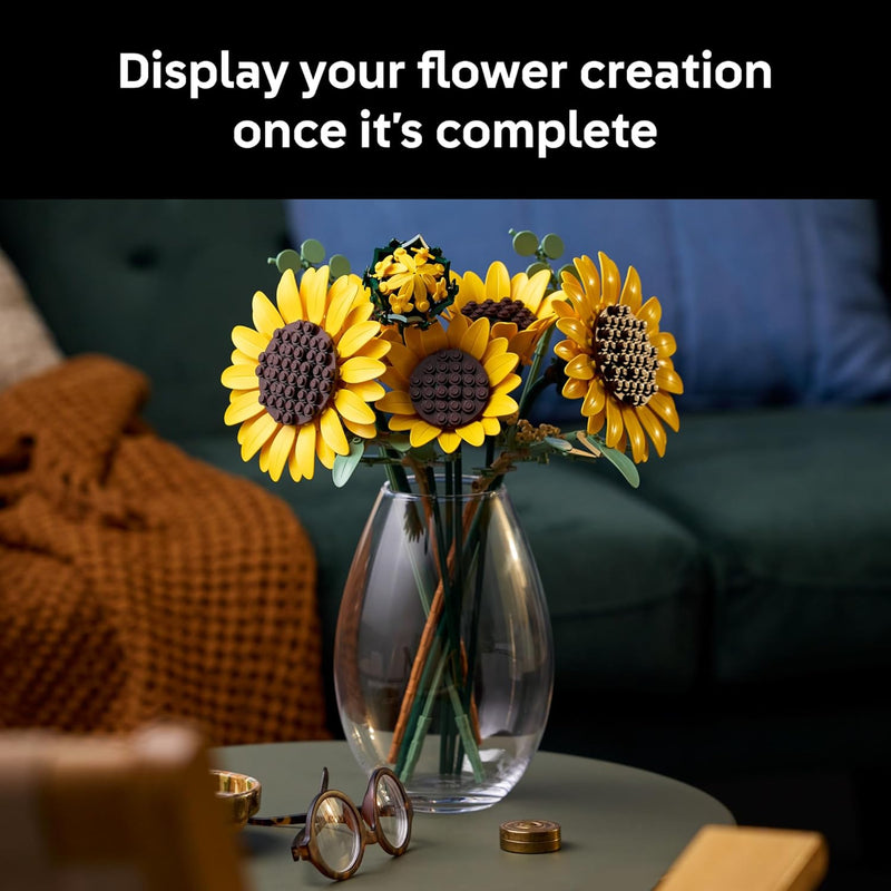 LEGO Botanicals 6-piece Sunflower Bouquet Set, Gifts for Adults, Ages 18+, Artificial Flowers Home Decor