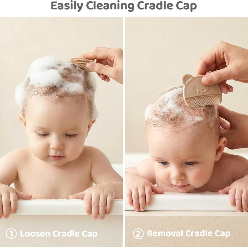 5 Piece Baby Hair Brush Set, Wooden Baby Brush and Comb Set with Natural Soft Goat Hair Bristles, Cradle Cap Brush, Baby Essentials Grooming Kit for Boy Girl