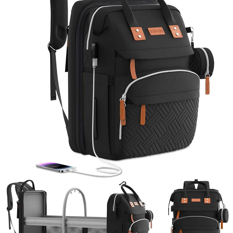 ISMGN Diaper Bag Backpack with Changing Station, Baby Bag for Mom, Grey | Baby Diaper Bag, Large Diaper Bag Backpack, Baby Bags for Boys Girls, Mens Diaper Bag, Diaper Backpack for Women