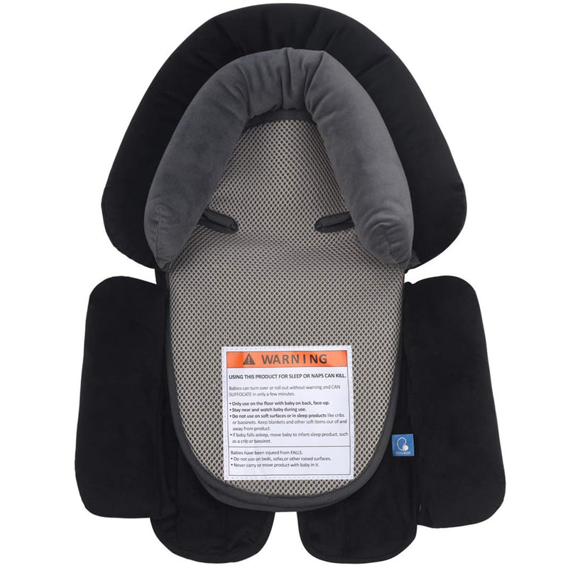 COOLBEBE 3-in-1 Reversible Newborn Car Seat Insert, Baby Head Support Pad | Extra Soft Head Pad for Catseat, Stroller, Swing & Travel, Baby Body Support Cushion for Infant 0-12 Months, Black