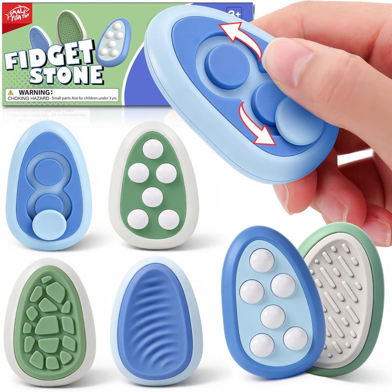 Fidget Toys Adults Stress Relief: 4 Pack Fidget Stone - Sensory Calming Desk Toys for Teens Kids with ADHD Autism - Office Tension Relief Focus Tool