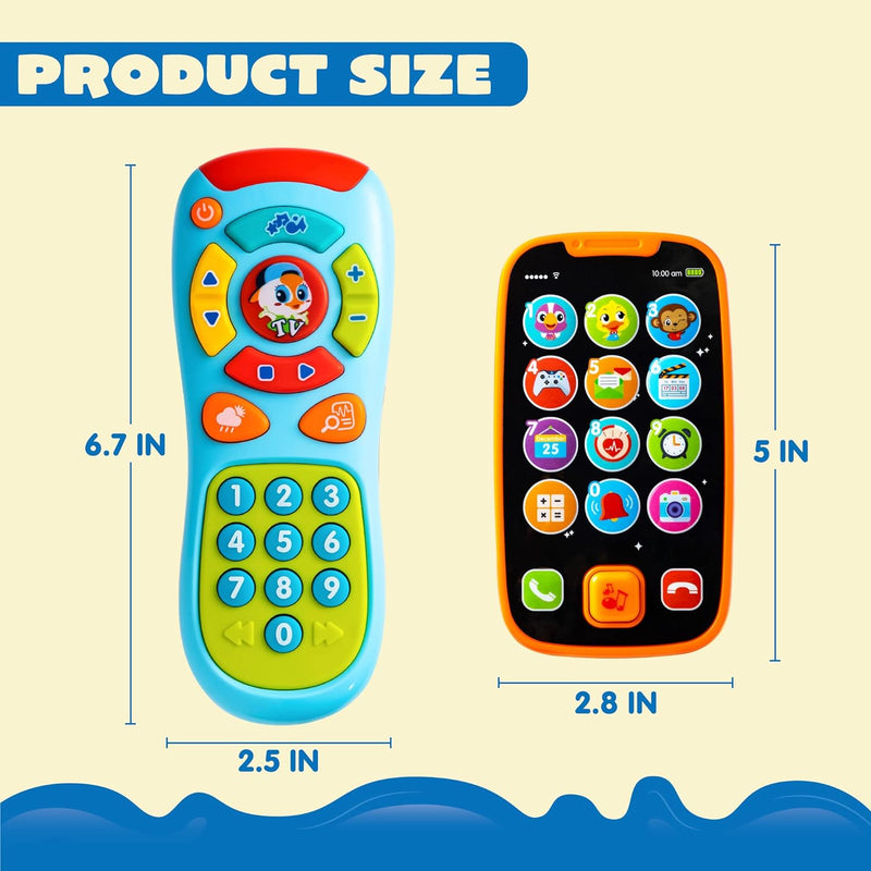 JOYIN Baby Learning Phone and Remote Toy for Toddler, Fun Smartphone Toys with Music for Infants, Boys or Girls, Holiday Stocking Stuffers, Kids Birthday Gift