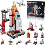 Space Exploration Shuttle Toys for 6 7 8 9 10 11 12 Year Old Boys 12-in-1 STEM Aerospace Building Kit Toy with Heavy Transport Rocket and Launcher Best Gifts for 6-12 Year Old Boys (566 PCS)