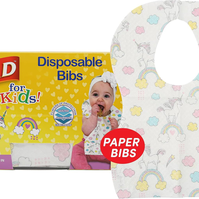 Glad for Kids Disposable Paper Bibs with Crumb Catcher, Sharks, 30 Count | Absorbent, leakproof design for mess-free feeding at meals, crafts, parties, and travel
