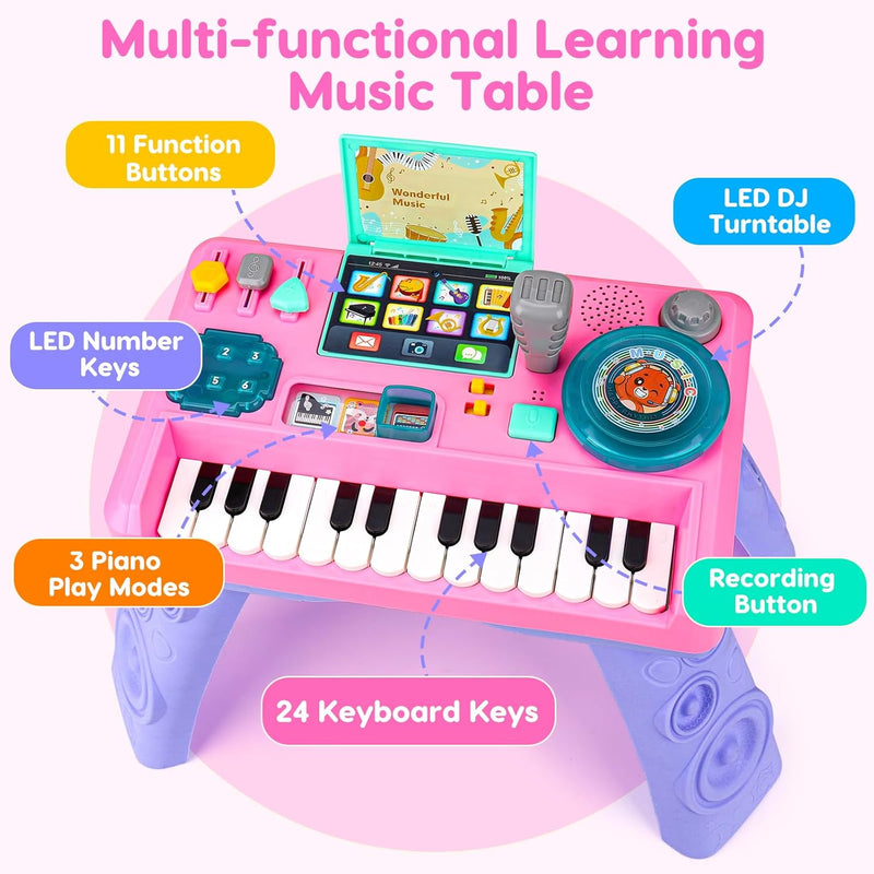 Baby DJ Table for Toddlers 1-3 with Music & Light, Learning Toys for 6-9-12-18 Months