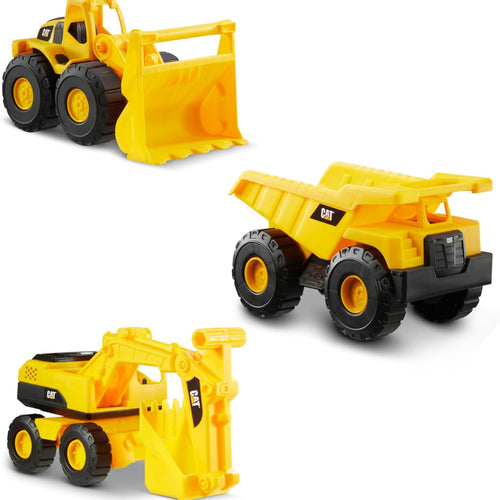 Cat Construction 7" Dump Truck, Loader & Excavator Toys Combo Pack for Kids 3+