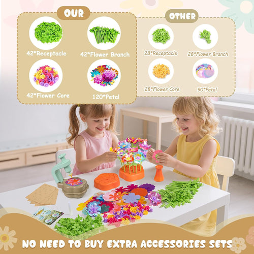 Scvcid Arts and Crafts for Girls Aged 3-12, Includes Extra Accessory Set | DIY Art Flower Toys Fabric Bouquet Craft for Toddler, Birthday Gifts for 3 4 5 6 7 8 9 10 11 12 Year Old Girls