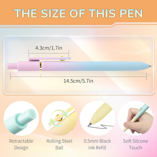 UIXJODO 6 Pcs Gel Pens 0.5mm Quick Dry Black Ink Pens Fine Point Smooth Writing Pens, Cute Office and School Supplies Gifts for Women Teacher Students (6 Pcs Ombre Gold)