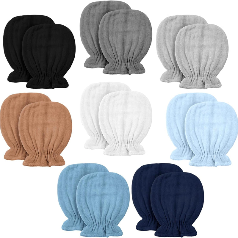 Newborn Baby Muslin Mittens 0-6 Months No Scratch Elastic Wrist Soft Breathable Gloves Bulk Cotton for Infant