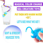 Color Changing No Hole Bath Toys with 2 Glow in The Dark Toys & Bath Book | Bath Toys for Kids Toddlers, Color Changing Squishy Sea Animal Bathtub Toys, Water Table Toys Sea Creatures Fish Toys