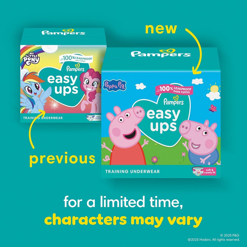Pampers Easy Ups Training Underwear Peppa Pig Size 5 3T-4T, 124 Count (Packaging May Vary)
