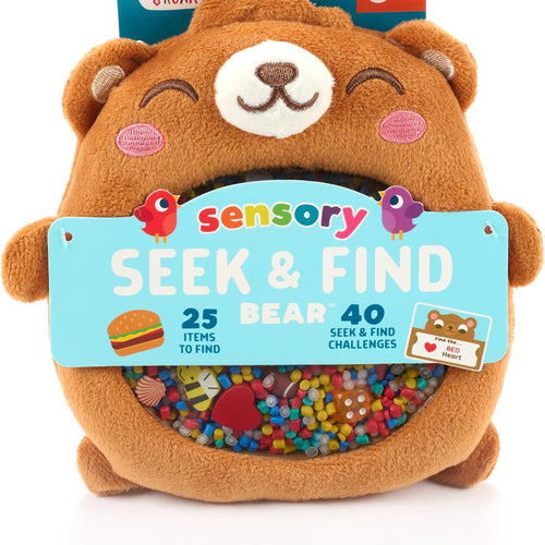 Chuckle & Roar Sensory Seek & Find Plush Bear Toy with Hidden Objects, 40 Cards, Ages 3+
