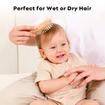 Yoofoss 4 Piece Baby Brush and Comb Set, Wooden Baby Brush with Natural Ultra Soft Goat Hair, Baby Hair Brush for Newborn, Baby Brush Set for Boy Girl