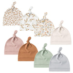 Konssy 8 Pack Baby Newborn Hats, Beanie Hat for Infant Girl Boy 0-6 Months | Knot Sleepy Baby Hats, Buttery Soft & Stretchy Fabric, Preemie & Newborn Hospital Hat, for All Season, (Beige)