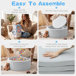 SHJADE Foam Ball Pit, 35.4"x 11.8" Ball Pits for Toddlers-Grey | Soft Memory Sponge Round Playpen Ball Pool for Kids, Ideal Gift for Babies, Indoor and Outdoor Game, Balls not Included