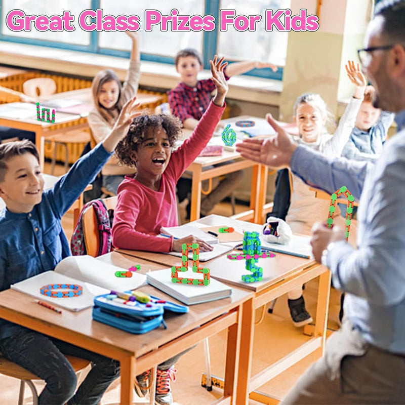 8pcs 24link plastic fidget toys for kids anxiety stress relief classroom gifts valentines day stocking stuffers