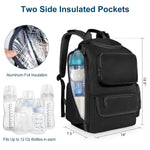 Mancro Diaper Bag Backpack, Dad Diaper Bag with 2 Side Insulated Pockets | Multifunctional Water Resistant Diaper Backpack for Men Women with Stroller Straps, Travel Baby Bag Backpack, Black