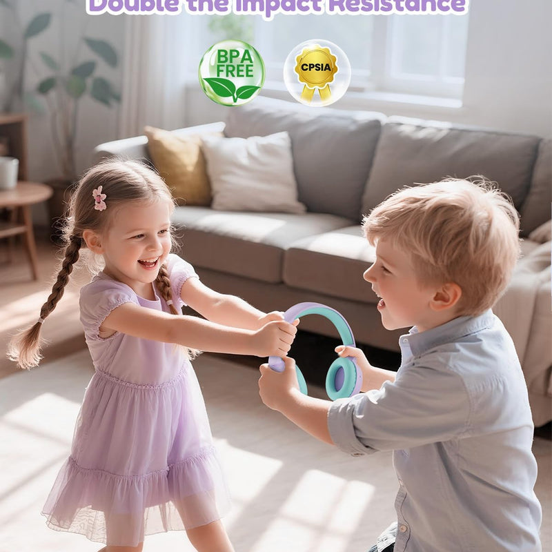 Acer Kids Bluetooth Headphones, 85/94dB Volume Limited, 60H Playtime, Bluetooth 6.0, Lightweight Over-Ear Wireless Headphones for Kids, Toddler Headphones with Built-in Mic, Purple-Green