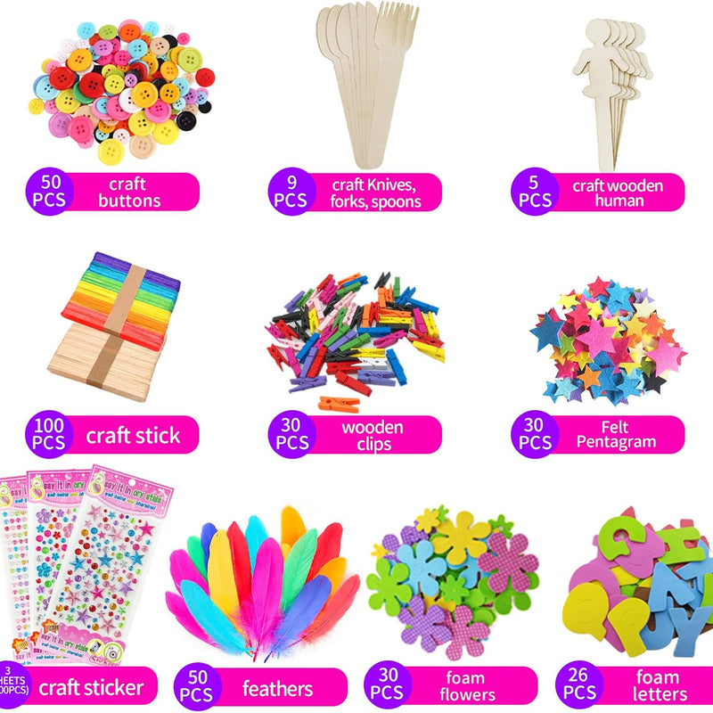 Itopstar 3000 Kids Arts and Crafts Supplies for Kids Crafting Supply in 3 Layered Plastic Art Box All in One Ages 8 9 10 11 & 12 Year Old Girls & Boys Crafting Supply Set