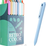 WY WENYUAN 12-Pcs Ballpoint Pens, Comfortable Writing, Pastel Retractable Pretty Journaling, Black Ink Medium Point 1.0 mm Gift, Cute Office Supplies for Women
