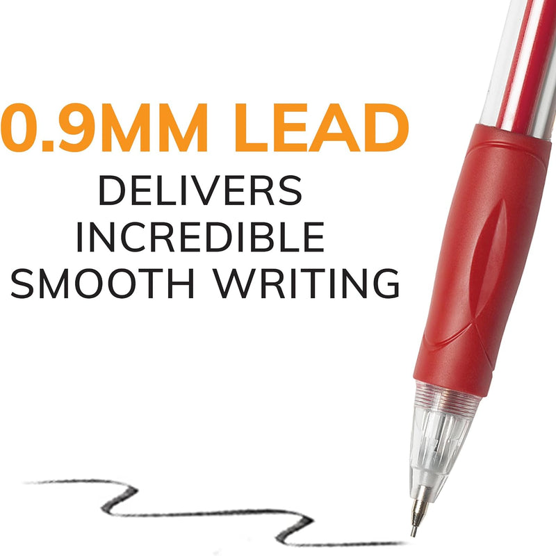 BIC Velocity Strong Lead Mechanical Pencils, With Colorful Barrel, Thick Point (0.9mm), 5-Count Pack Mechanical Pencils With Erasers