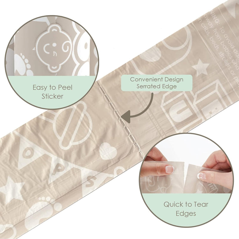 Moodie Disposable Diaper Bags Dispenser COMBO PACK | 105 VANILLA SCENTED Baby Poop Bags TOTAL | Dirty Diaper Trash Bags | Diaper Bags Disposable (VANILLA DREAM)