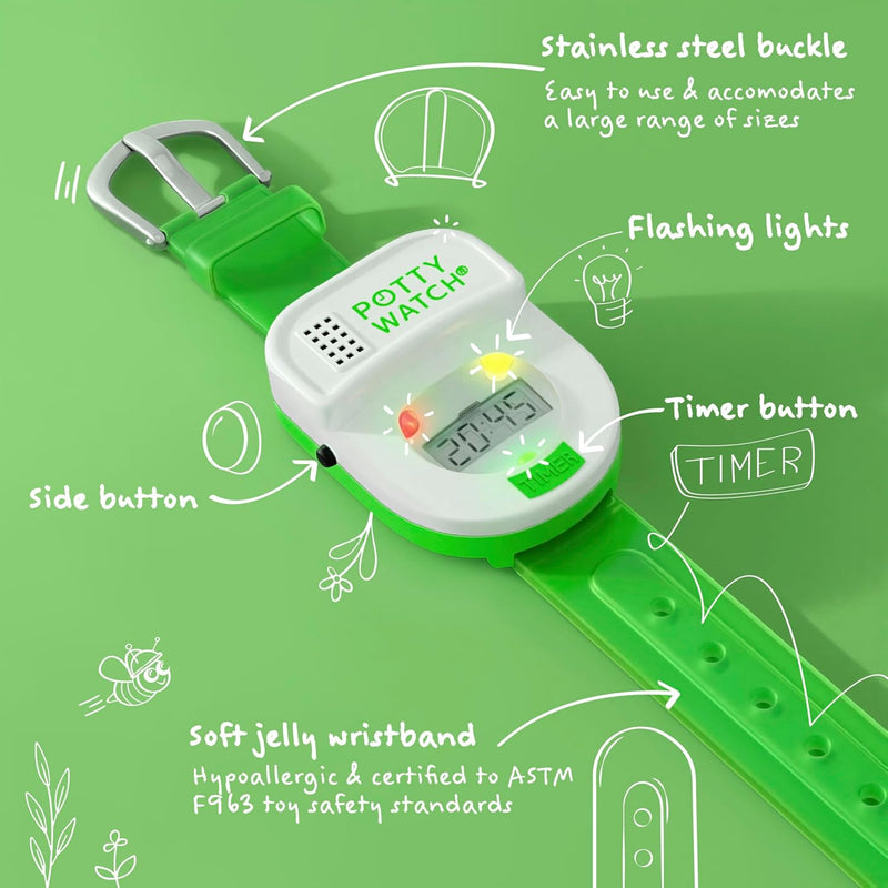 The Original Potty Watch Lights & Music Reminds Your Kiddo It's Time to Go | We Make Potty Training Fun! Water-Resistant, Plays Music & Lights Every 30, 60, or 90 Minutes. Pause for naps or night., Pink