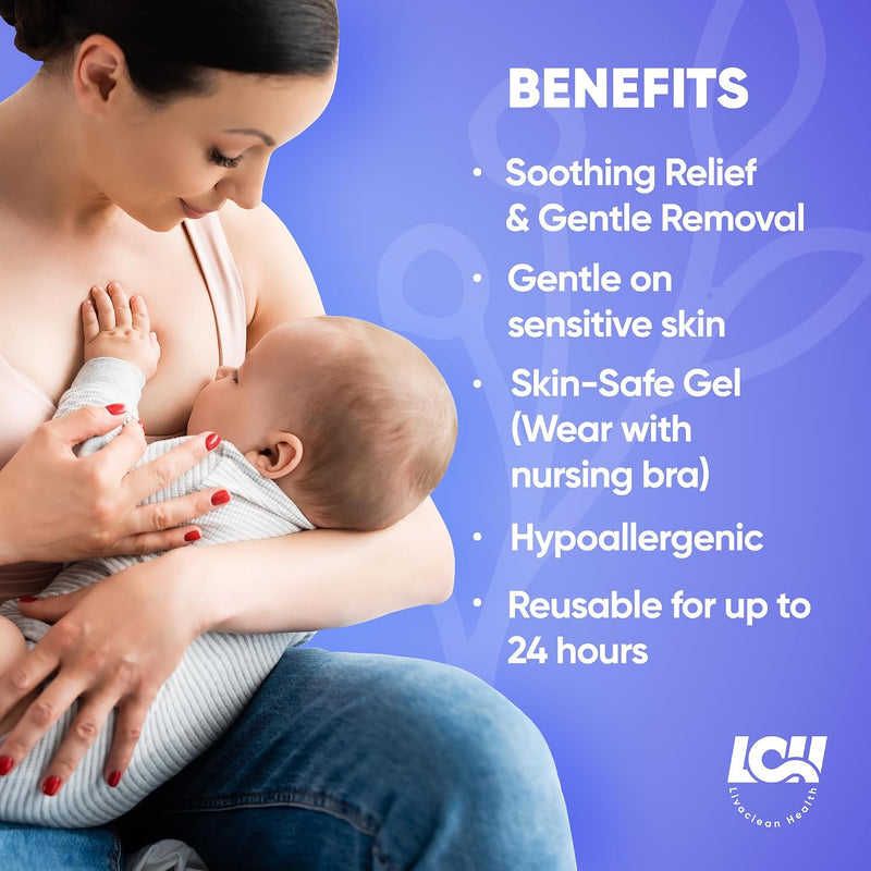 16CT Hydrogel Nipple Pads for Breastfeeding with Lanolin - Cooling Sore Nipple Gel Soothing Pads - Breast Feeding Essentials for Moms by Livaclean Health