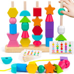 Montessori Wooden Beads Sequencing Toy Set for Preschool Learning and STEM Development