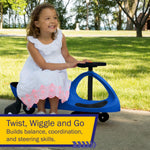 Blue and Black Lil' Rider Wiggle Car Ride on Toy, No Batteries, Gears, or Pedals, Ages 3 and Up, Develops Motor Skills, Indoor or Outdoor Use