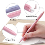 Four Candies Cute Mechanical Pencil Set, 6PCS Pastel Mechanical Pencils 0.5 & 0.7mm with 360PCS HB Leads, 3PCS Erasers and 9PCS Eraser Refills, Aesthetic School Supplies for Girls Writing