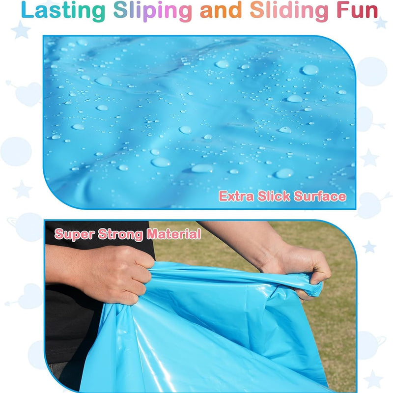 40FT Slip Lawn Water Slide, Giant Slip, Splash and Slide for Kids Adults | Teens Summer Slip Water and Slides Heavy Duty for Outdoor Backyard Lawn Summer Party with 14 Stakes and 2 Bodyboards
