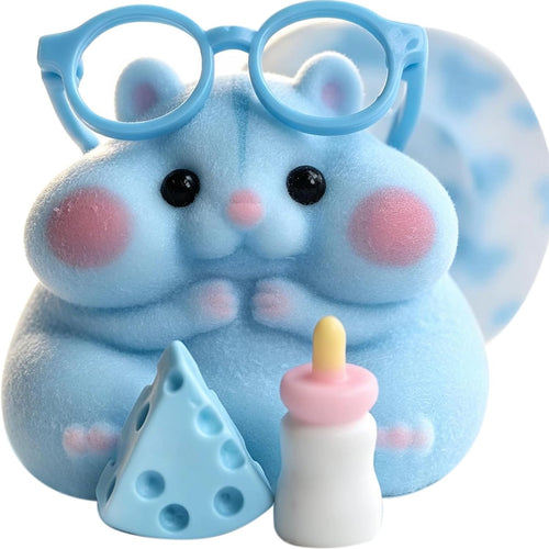 Handmade Taba Squishy Hamster Toy, Cute Squishy Hamster Fidget Toy, Realistic Hamster Toy, Soft Silicone Mochi Furry Toy, Stress Relief Gift for Adults & Kids, Sensory Anxiety Plushie (Blue)