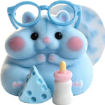 Handmade Taba Squishy Hamster Toy, Cute Squishy Hamster Fidget Toy, Realistic Hamster Toy, Soft Silicone Mochi Furry Toy, Stress Relief Gift for Adults & Kids, Sensory Anxiety Plushie (Blue)