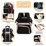 ROSEGIN Diaper Bag Backpack with Changing Pad Pacifier Case, Baby Bag for Boy Girl Toddler - Large,Stylish, Waterproof Travel Quilted Diaper Bag for Mom - Baby Shower Gifts, Black